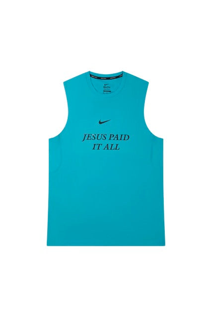 NIKE "Jesus Paid It All" Compression Tank Top (Teal)